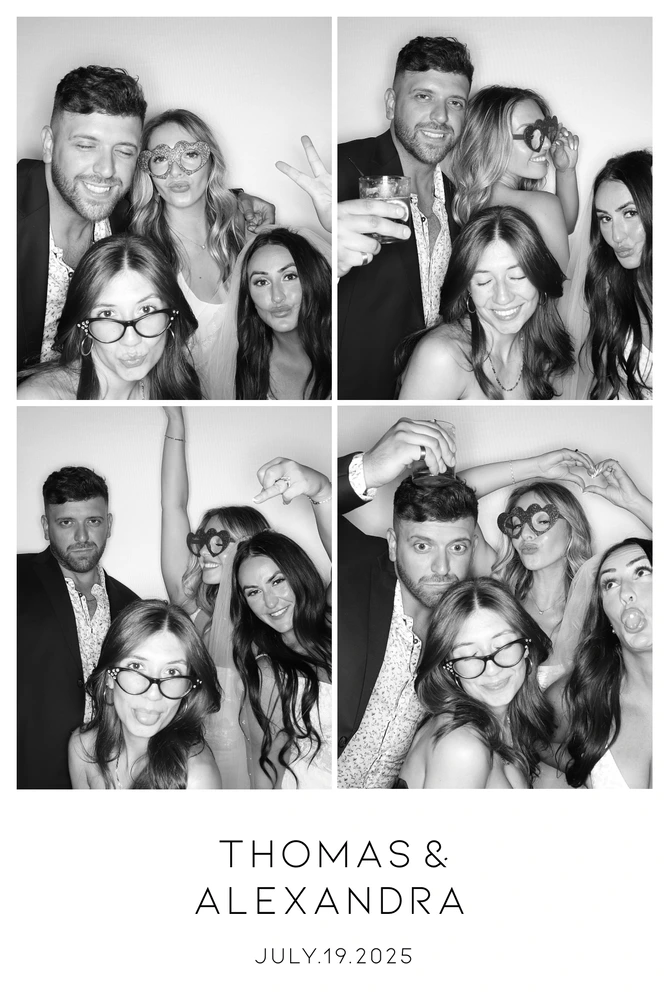 Group posing for a picture at a Wedding Photobooth at an Event in Toronto